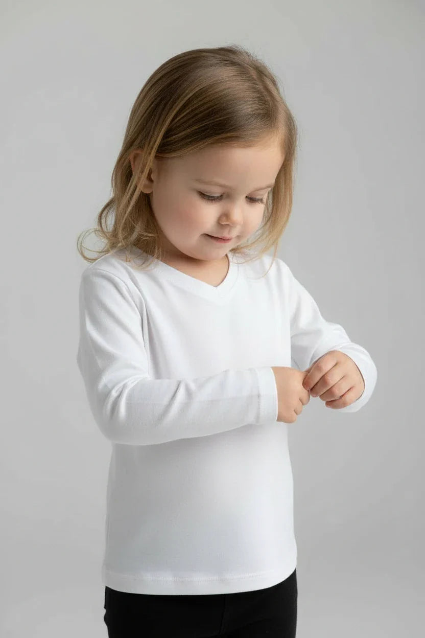 Long-Sleeve Sensory-Friendly V-Neck T-Shirt with Fidget Popper Keyring