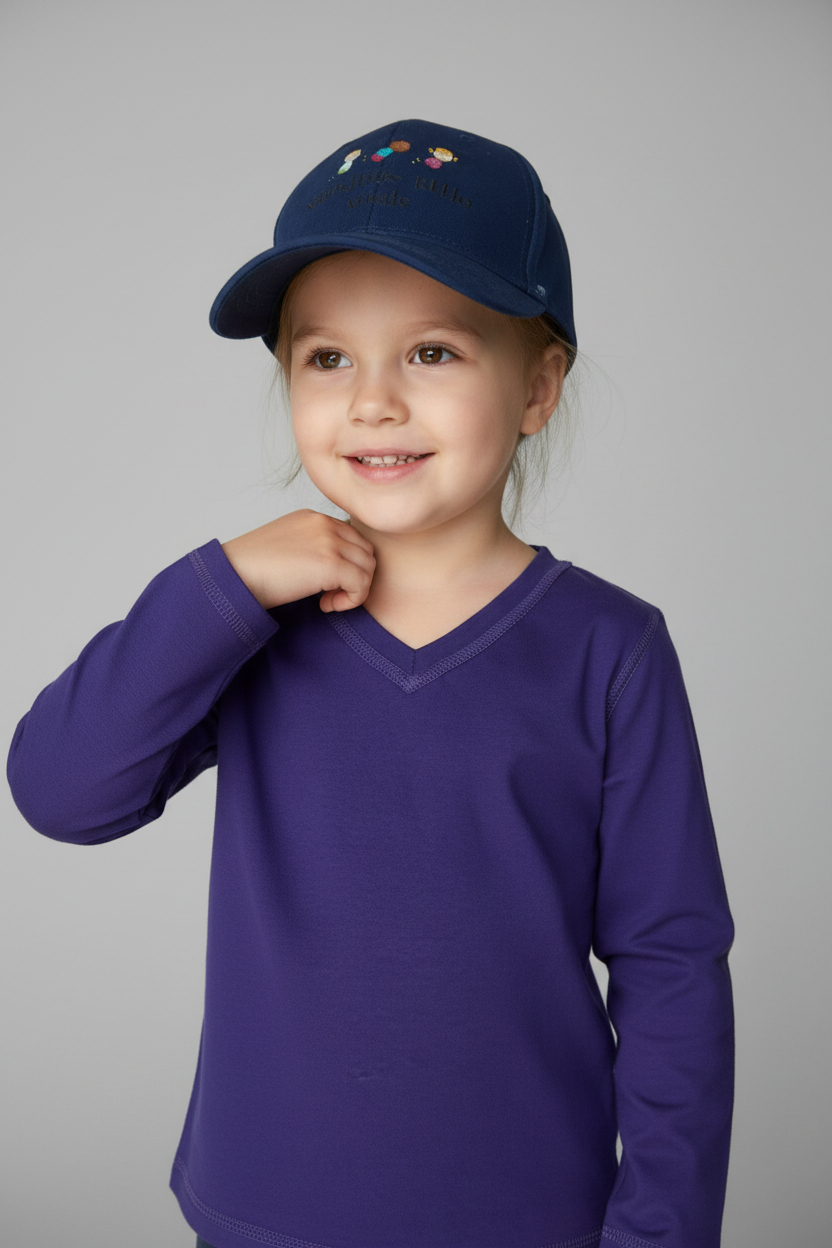 Kids' Adaptive Long Sleeve T-Shirt | Flat Seam, Tagless w/ Fidget Loop for Autism/SPD | Blue
