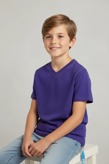 Kids' Adaptive Short Sleeve T-Shirt | Flat Seam, Tagless w/ Fidget Loop for Autism/SPD | "Colour"