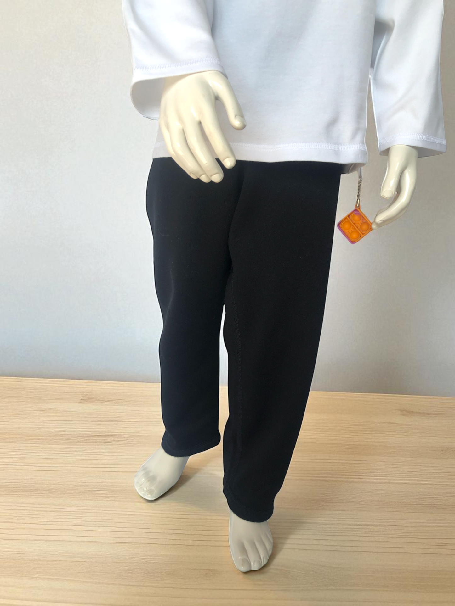 Black | Fleece-Lined Joggers with Fidget Popper Keyring & Adjustable Waistband