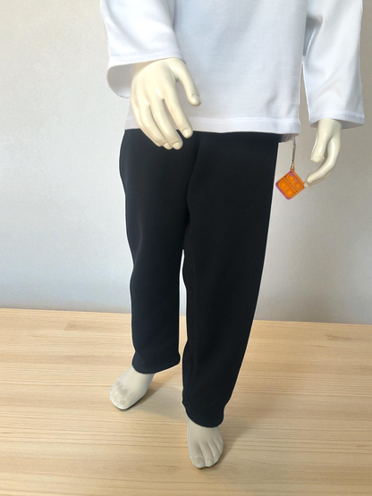 Black | Fleece-Lined Joggers with Fidget Popper Keyring & Adjustable Waistband