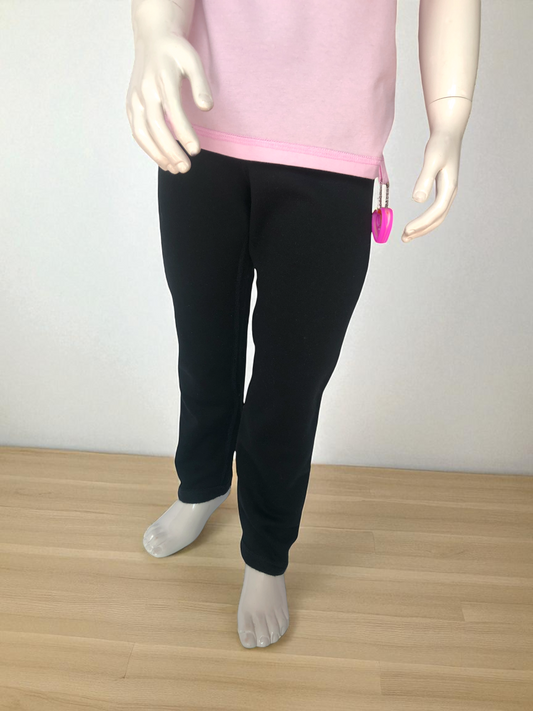 Black | Relaxed Fit Fleece-Lined Leggings with Fidget Popper Keyring & Adjustable Waistband