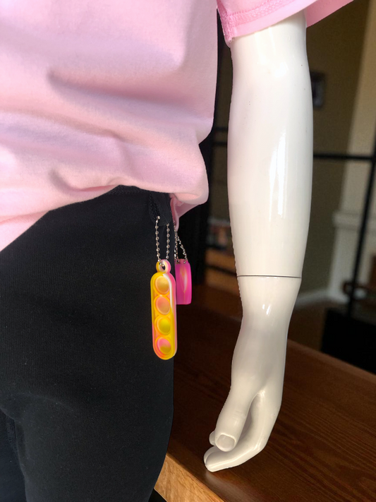 Black | Relaxed Fit Fleece-Lined Leggings with Fidget Popper Keyring & Adjustable Waistband