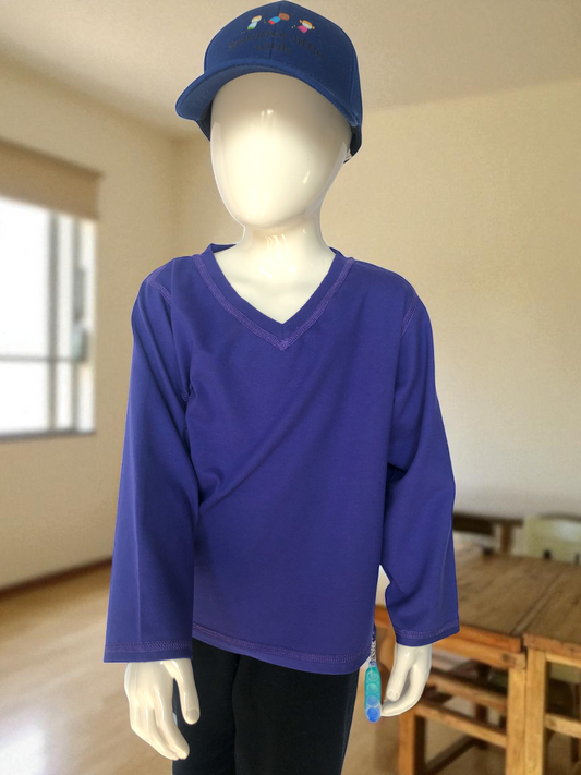 Blue | Long Sleeve Sensory Friendly T-Shirt with Fidget Popper Keyring