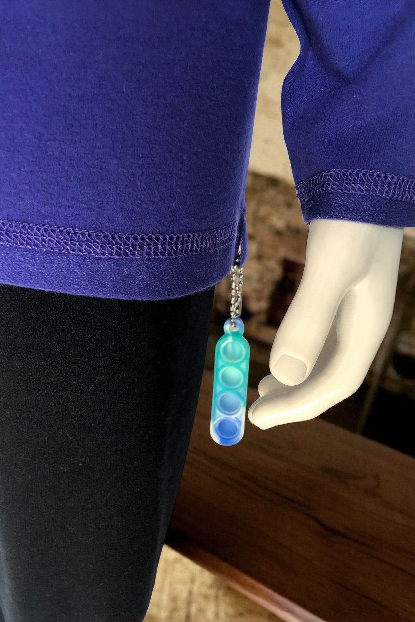 Blue | Long Sleeve Sensory Friendly T-Shirt with Fidget Popper Keyring