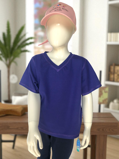 Blue | Short Sleeve Sensory Friendly T-Shirt with Fidget Popper Keyring