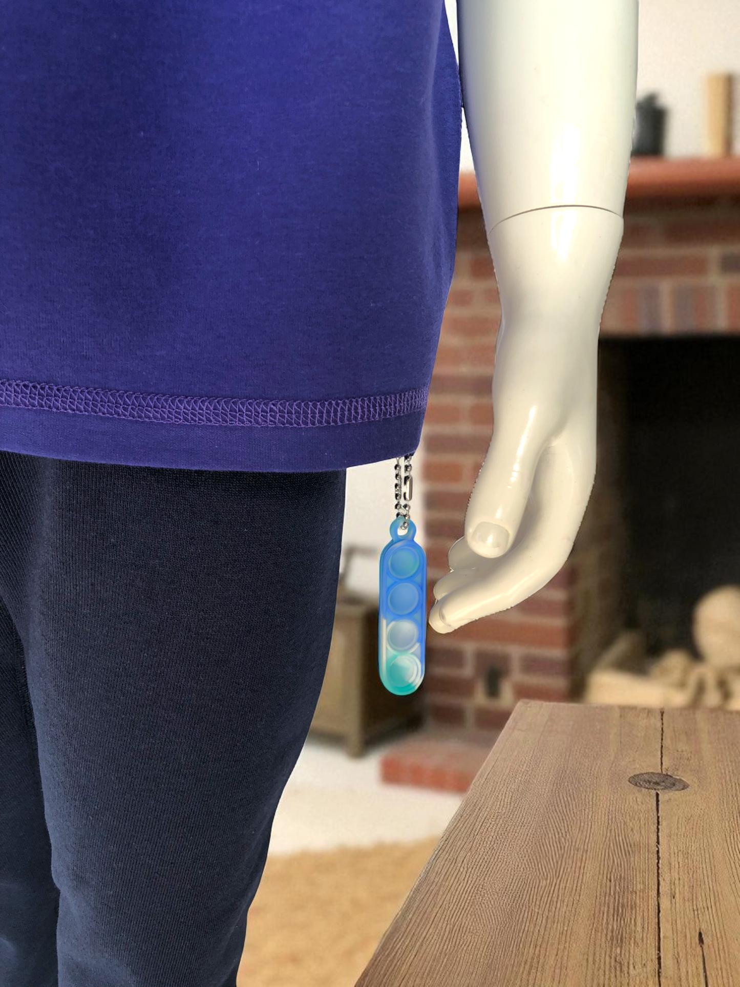 Blue | Short Sleeve Sensory Friendly T-Shirt with Fidget Popper Keyring