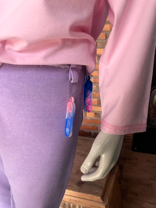 Lilac | Fleece-Lined Joggers with Fidget Popper Keyring & Adjustable Waistband