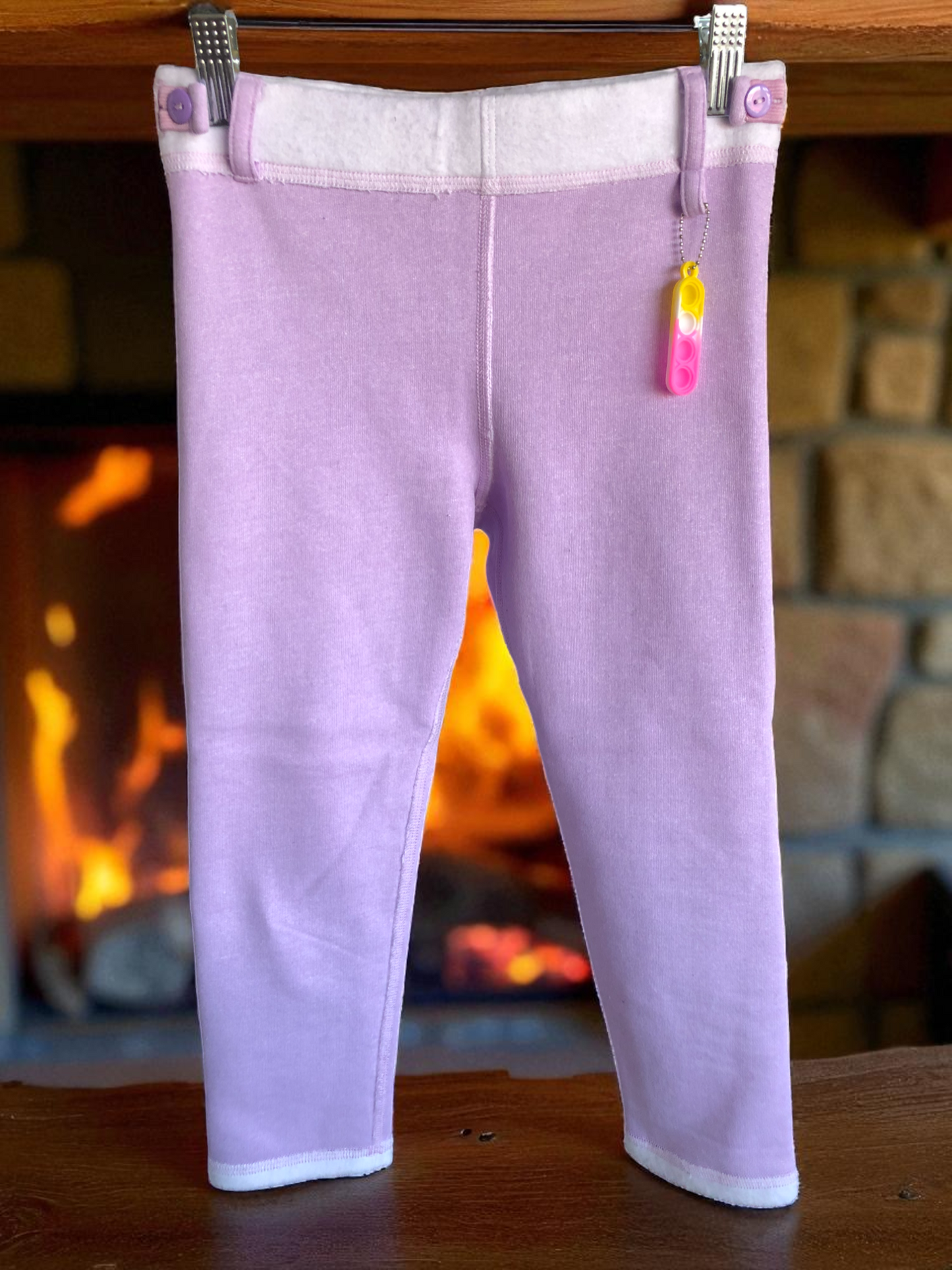 Lilac | Relaxed Fit Fleece-Lined Leggings with Fidget Popper Keyring & Adjustable Waistband