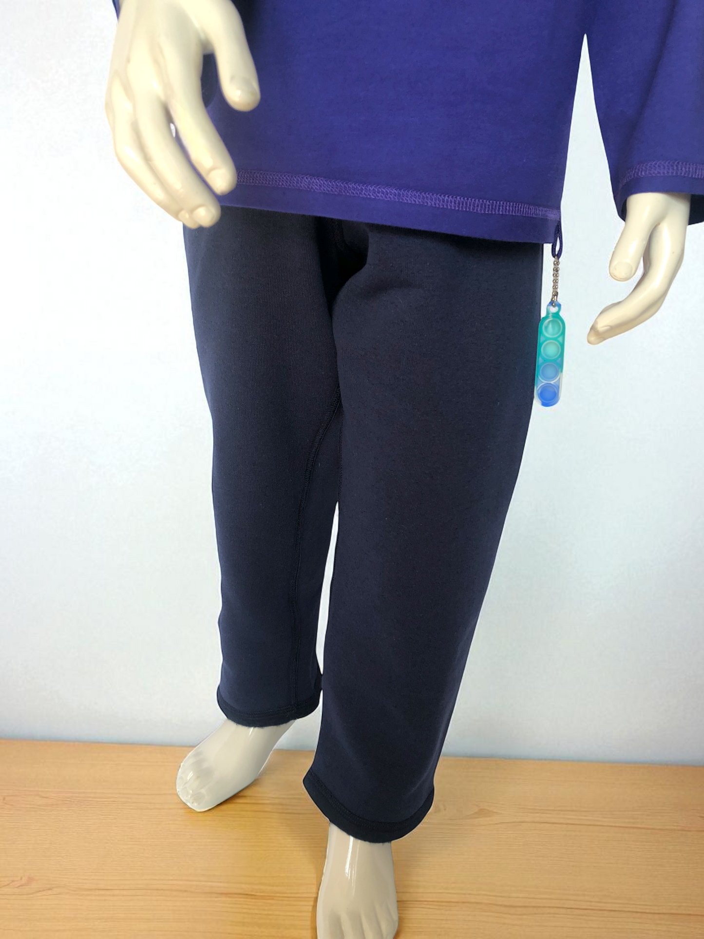 Navy | Fleece-Lined Joggers with Fidget Popper Keyring & Adjustable Waistband