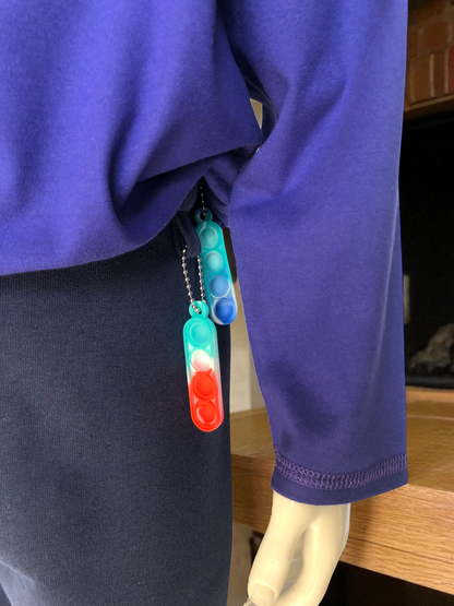 Navy | Fleece-Lined Joggers with Fidget Popper Keyring & Adjustable Waistband