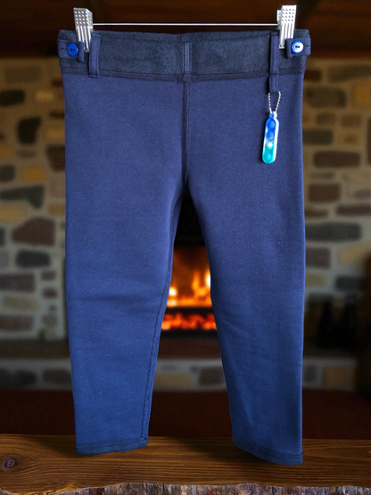 Navy | Relaxed Fit Fleece-Lined Leggings with Fidget Popper Keyring & Adjustable Waistband