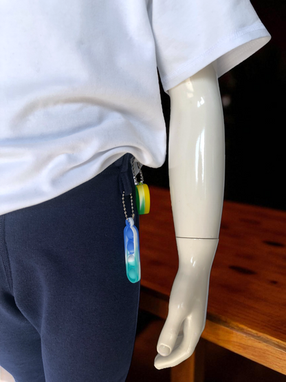 Navy | Relaxed Fit Fleece-Lined Leggings with Fidget Popper Keyring & Adjustable Waistband