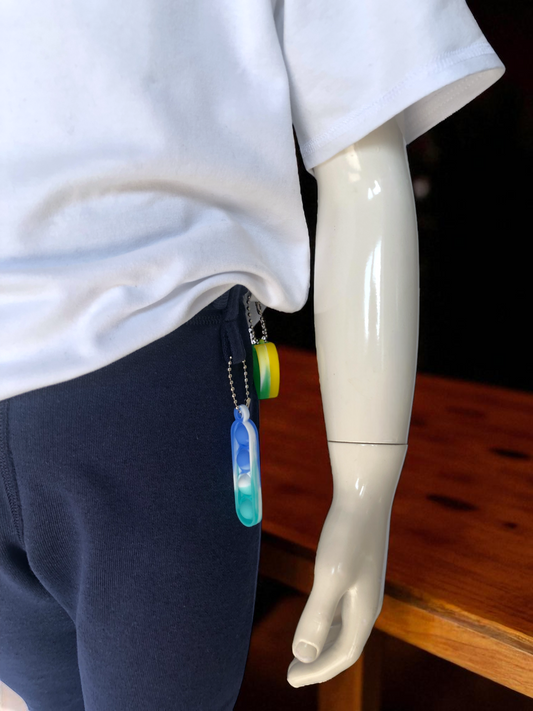 Navy | Relaxed Fit Fleece-Lined Leggings with Fidget Popper Keyring & Adjustable Waistband