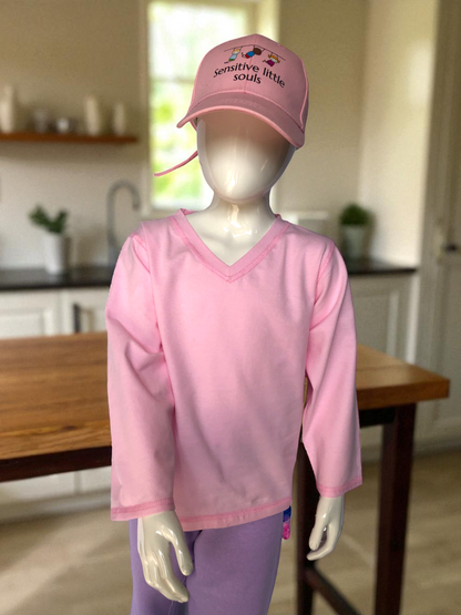 Pink | Long Sleeve Sensory Friendly T-Shirt with Fidget Popper Keyring