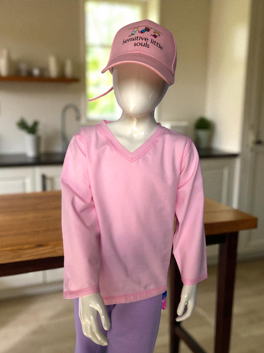 Pink | Long Sleeve Sensory Friendly T-Shirt with Fidget Popper Keyring