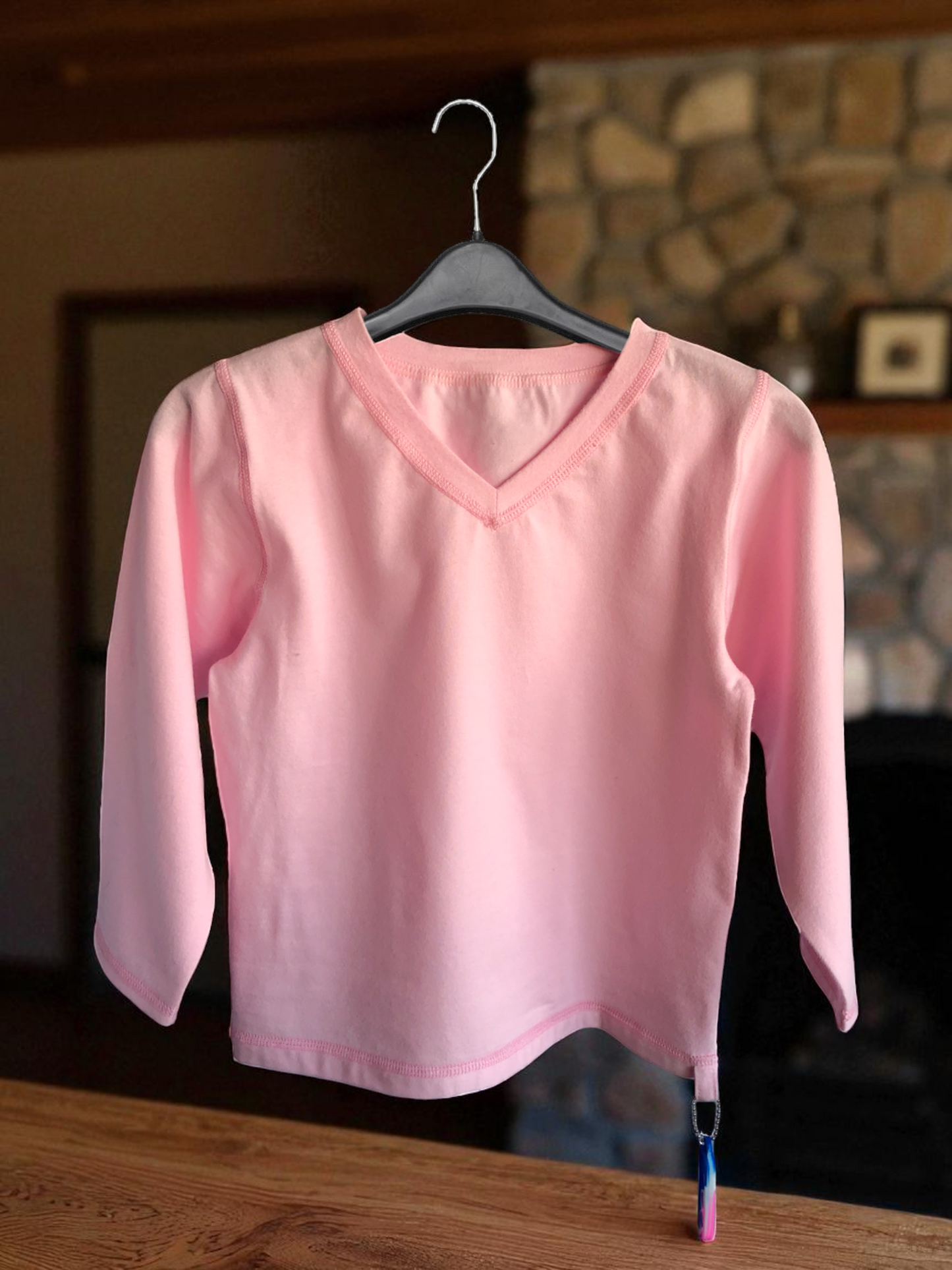 Pink | Long Sleeve Sensory Friendly T-Shirt with Fidget Popper Keyring