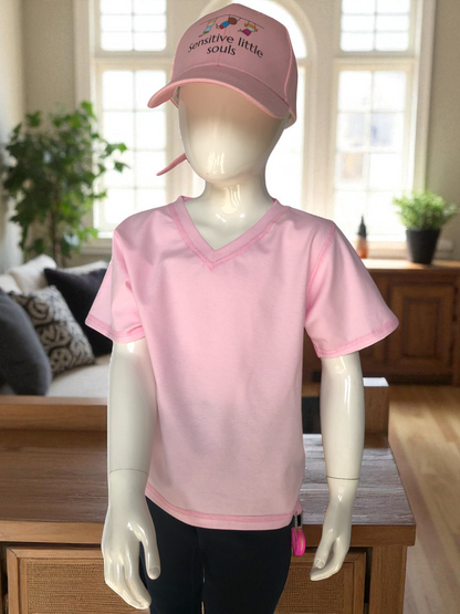Pink | Short Sleeve Sensory Friendly T-Shirt with Fidget Popper Keyring