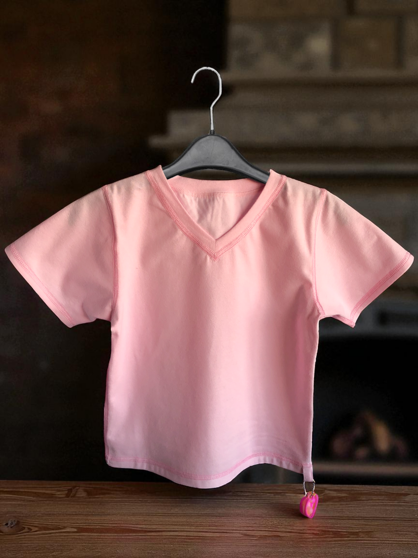 Pink | Short Sleeve Sensory Friendly T-Shirt with Fidget Popper Keyring