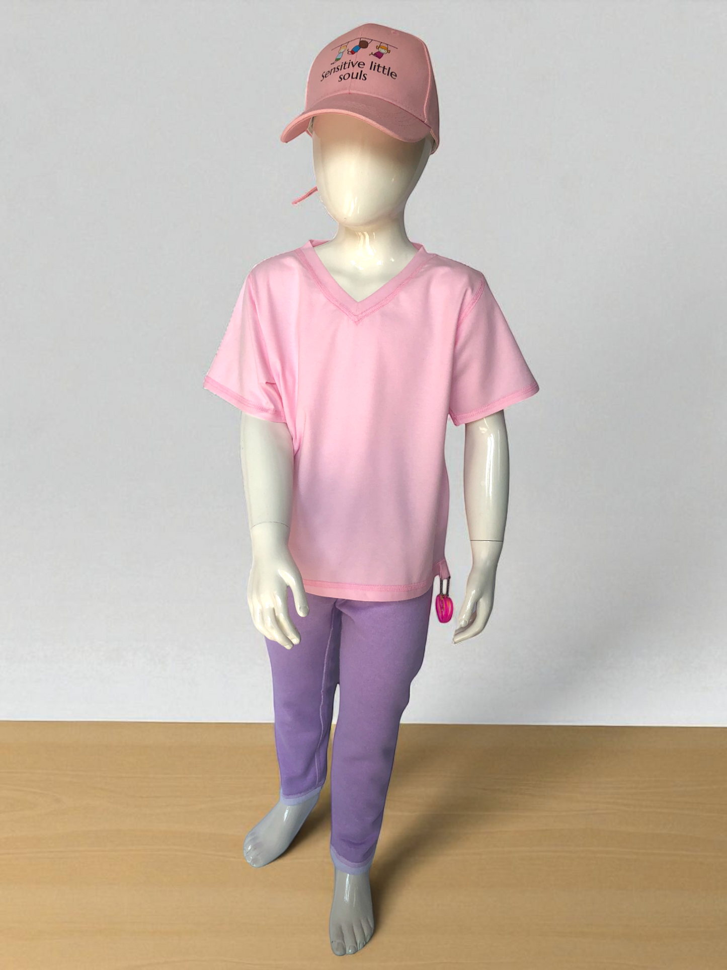 Lilac | Relaxed Fit Fleece-Lined Leggings with Fidget Popper Keyring & Adjustable Waistband