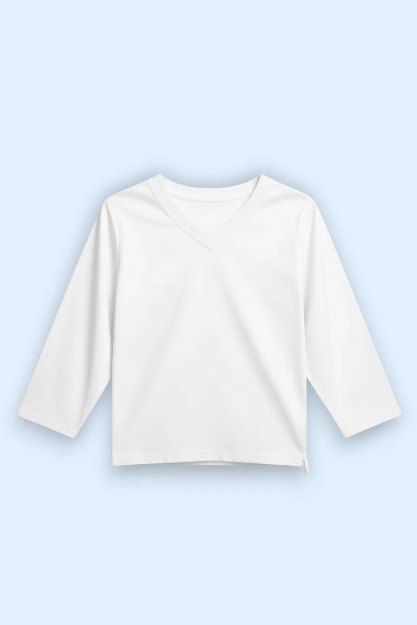 White | Long Sleeve Sensory Friendly T-Shirt with Fidget Popper Keyring