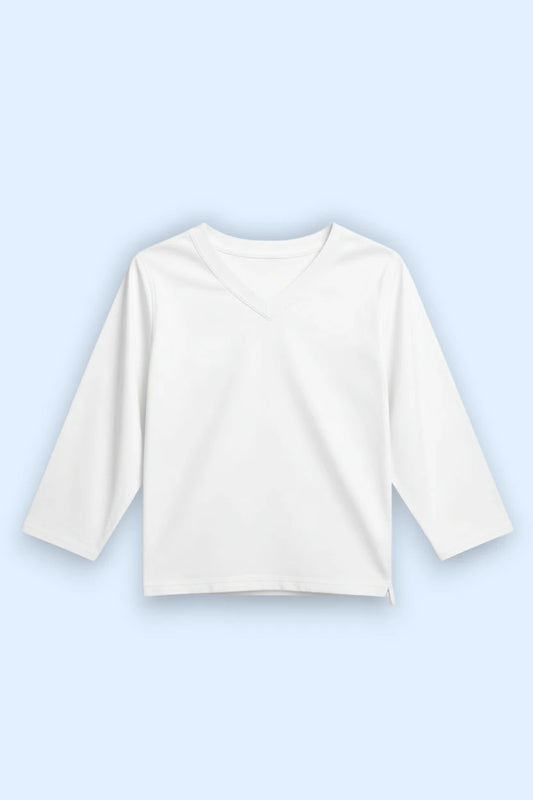 White | Long Sleeve Sensory Friendly T-Shirt with Fidget Popper Keyring