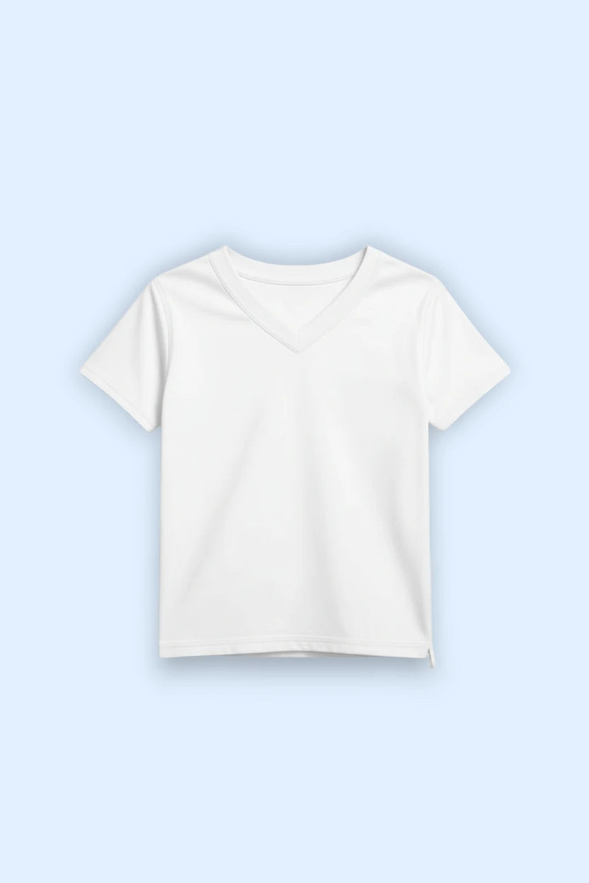 White | Short Sleeve Sensory Friendly T-Shirt with Fidget Popper Keyring