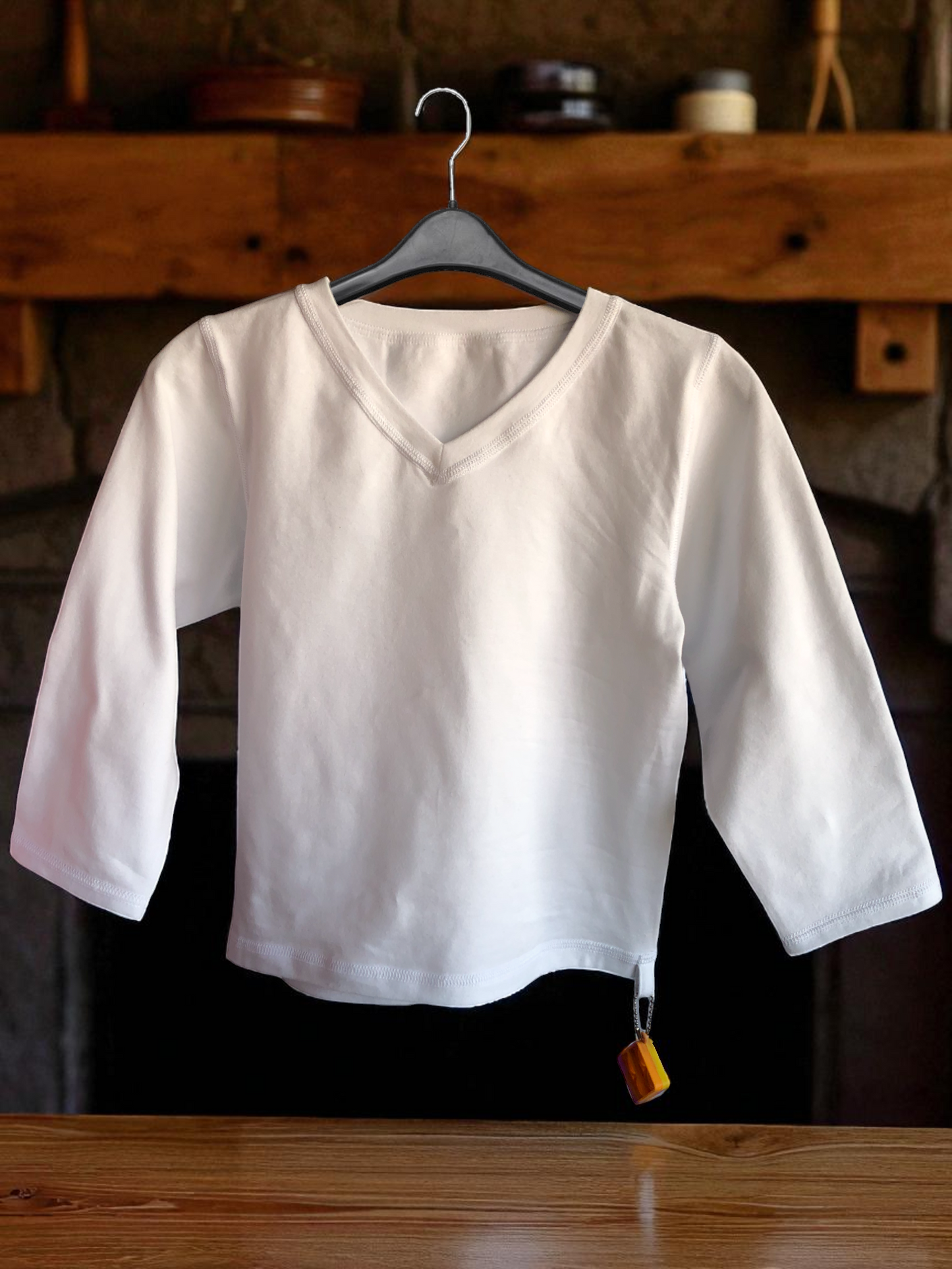 White | Long Sleeve Sensory Friendly T-Shirt with Fidget Popper Keyring
