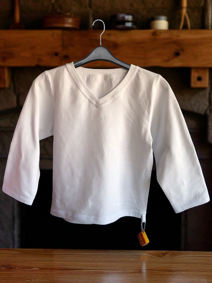 White | Long Sleeve Sensory Friendly T-Shirt with Fidget Popper Keyring