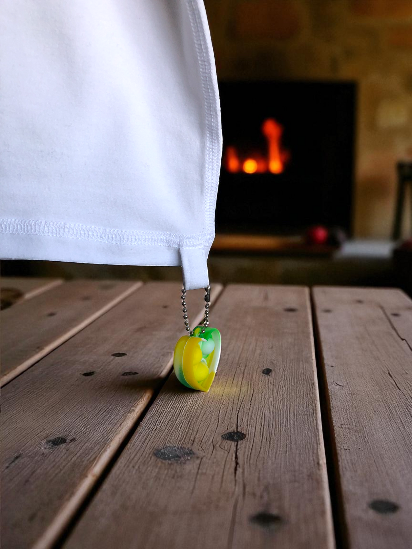 White | Long Sleeve Sensory Friendly T-Shirt with Fidget Popper Keyring