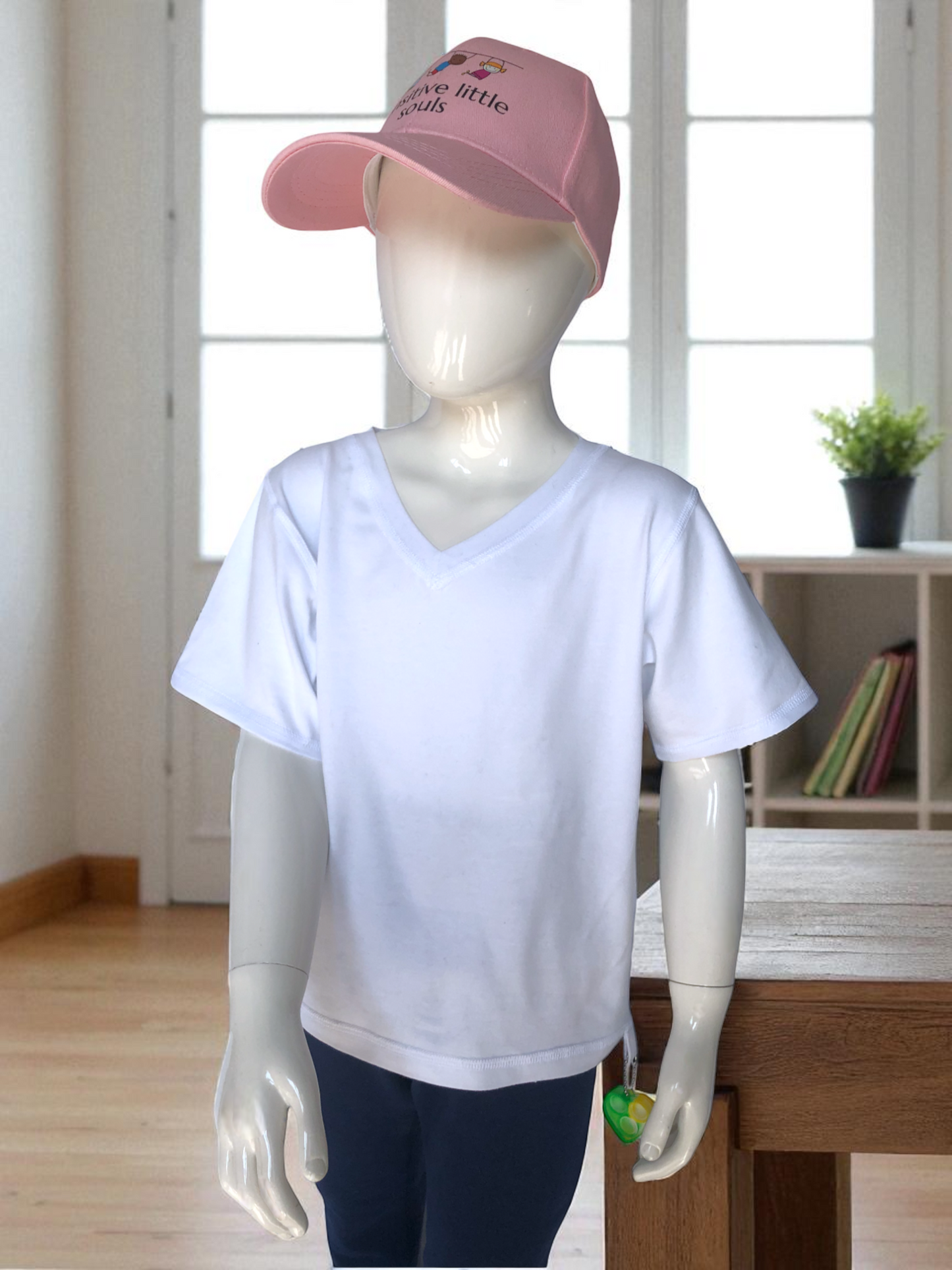 White | Short Sleeve Sensory Friendly T-Shirt with Fidget Popper Keyring