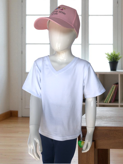 White | Short Sleeve Sensory Friendly T-Shirt with Fidget Popper Keyring