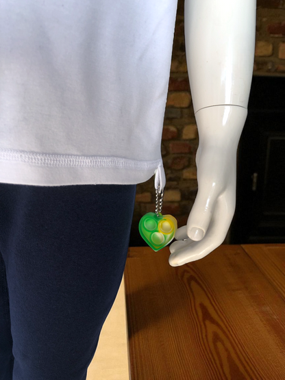 White | Short Sleeve Sensory Friendly T-Shirt with Fidget Popper Keyring