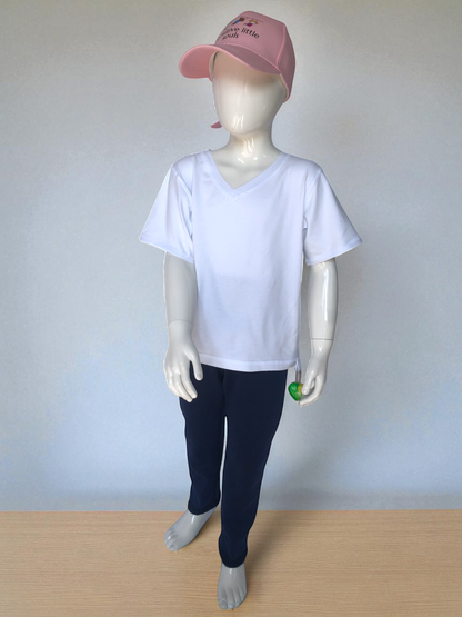 White | Short Sleeve Sensory Friendly T-Shirt with Fidget Popper Keyring