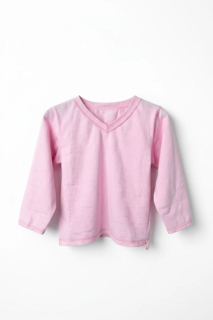 Kids' Adaptive Long Sleeve T-Shirt | Flat Seam, Tagless w/ Fidget Loop for Autism/SPD | Pink