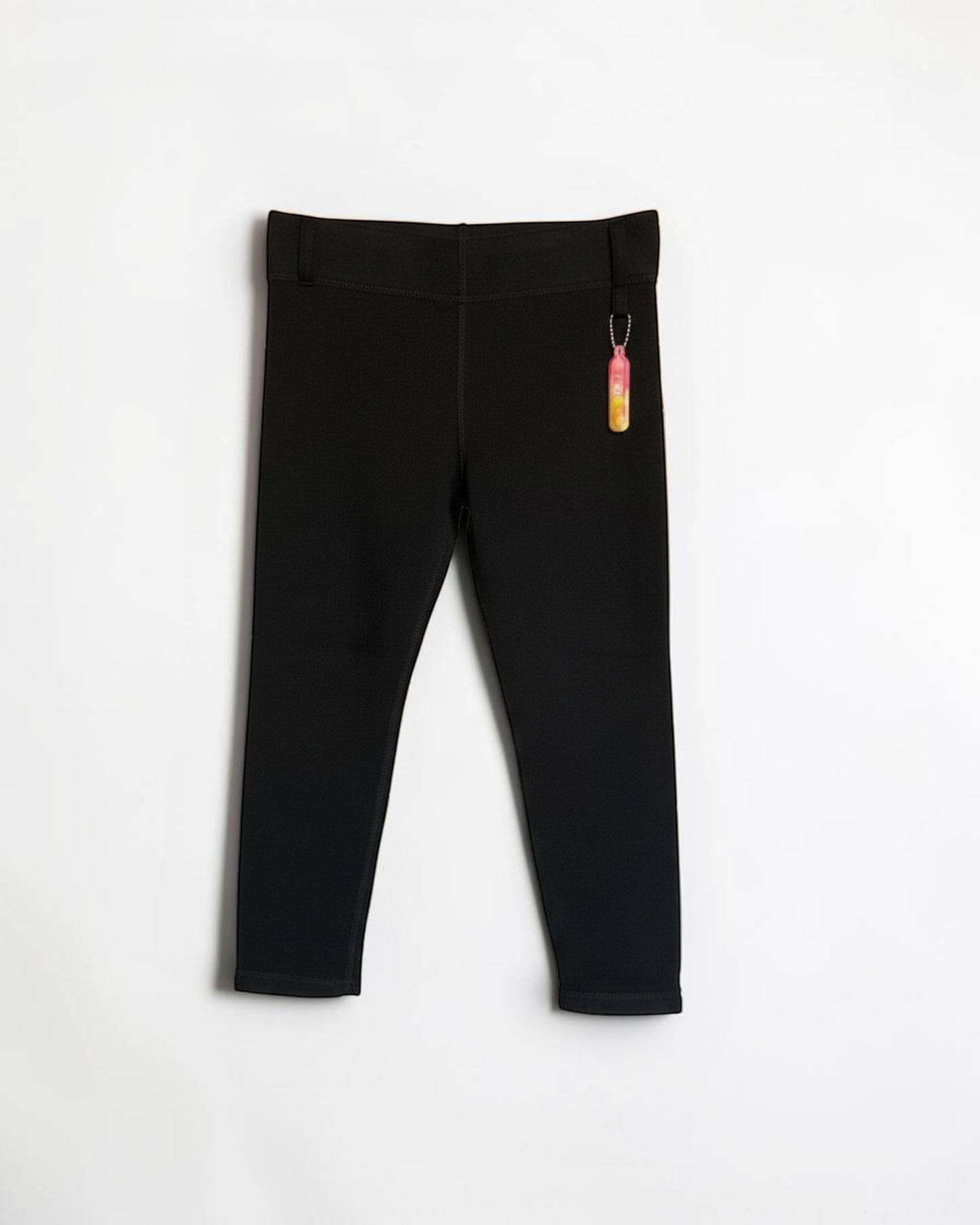 Sensitive Little Souls black fleece-lined adaptive leggings with adjustable waist and fidget loop.