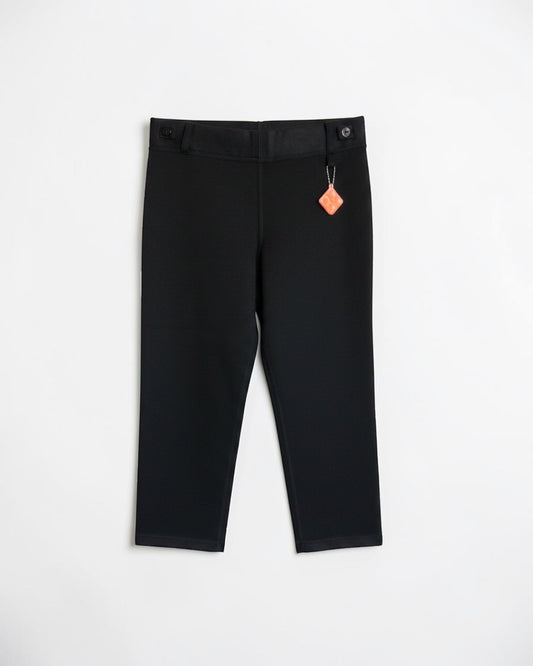 Sensitive Little Souls black fleece-lined joggers with adjustable waist and fidget loop for kids.