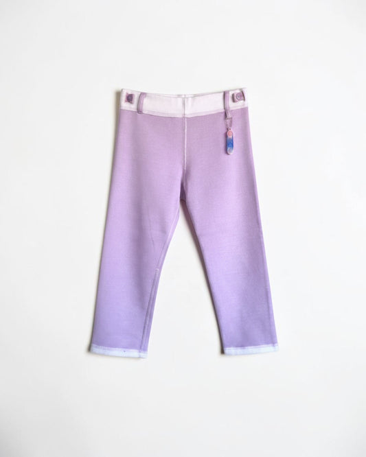 Sensitive Little Souls lilac fleece-lined joggers with fidget loop, adjustable waist, and tag-free design.