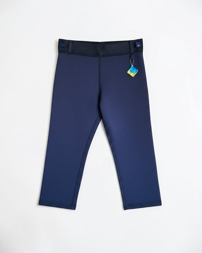 Sensitive Little Souls navy fleece-lined joggers with adjustable waist and fidget loop for kids.