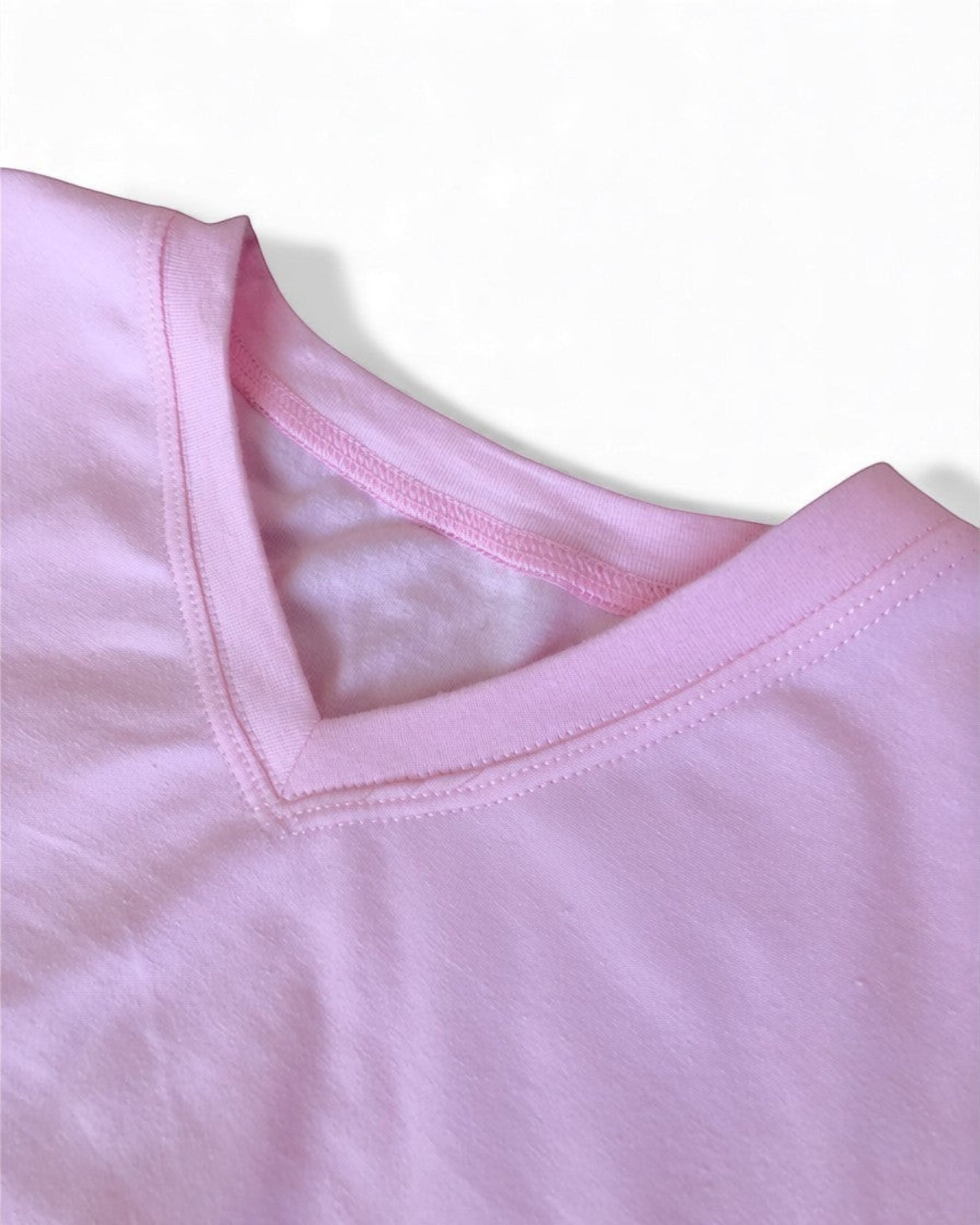 Sensitive Little Souls pink long sleeve t-shirt with V-neck and flat seams, made from a cotton blend.