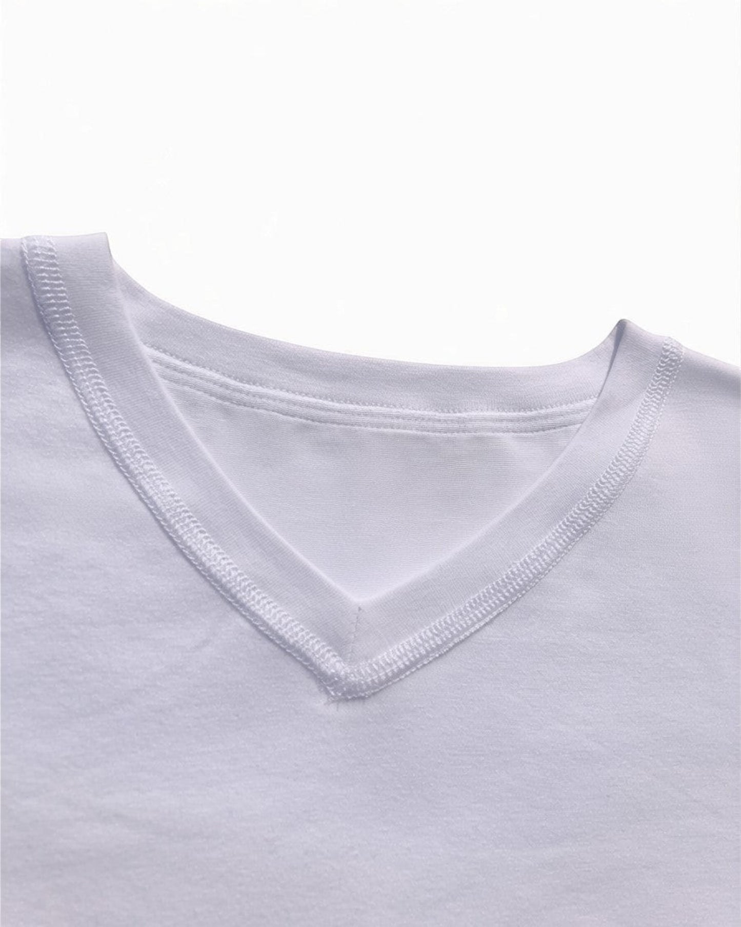 Sensitive Little Souls white cotton blend V-neck t-shirt with flat seams and tagless design.